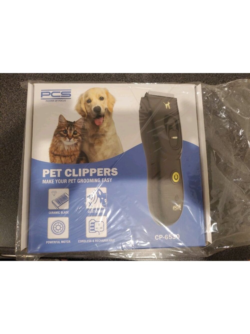 PCS CP-6530 Cordless Ceramic Blade Pet Clipper Set, Quiet, Powerful, Waterproof